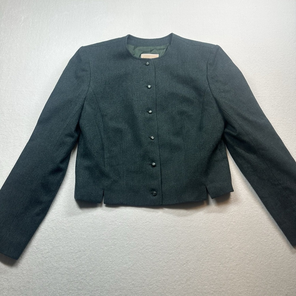 Vintage Pendleton Wool Green Jewel Neck Jacket Made In USA Blazer No Size